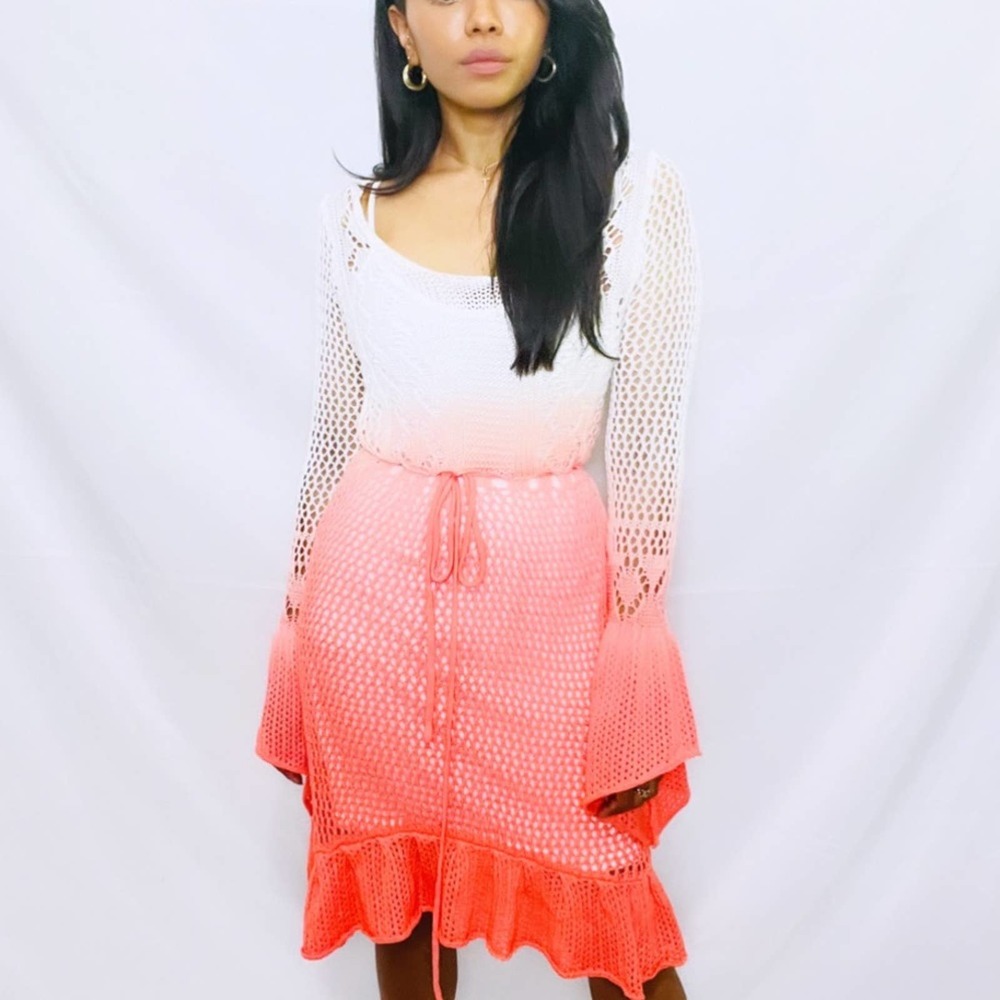 Venus | Ombré Crochet Knit Mini Dress S